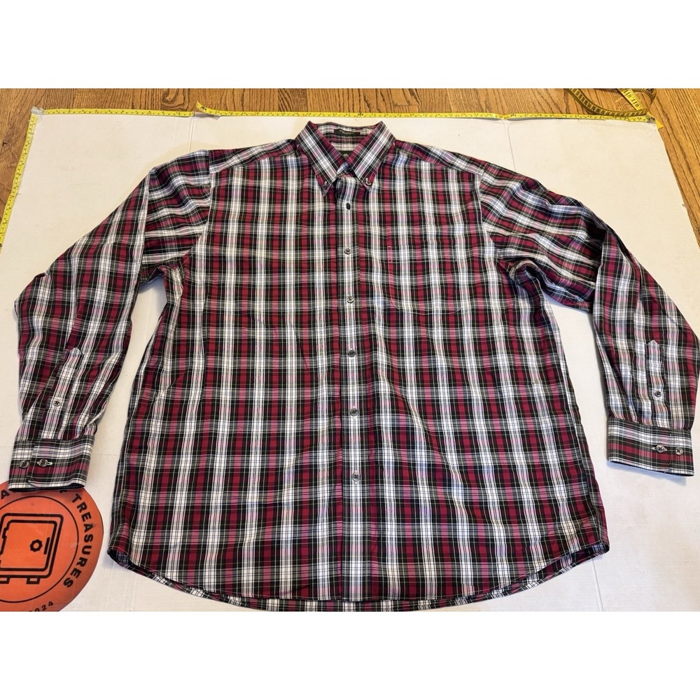 Eddie Bauer Button Down Shirt Mens XL Tall Wrinkle Free Relaxed Fit Plaid